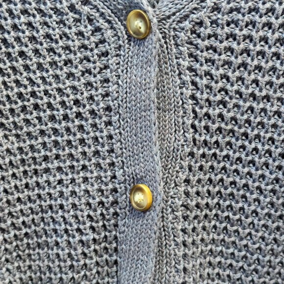 John + Jenn Periwinkle Knit Cardigan Small Cropped Button Front Cotton Sweater - Picture 4 of 5